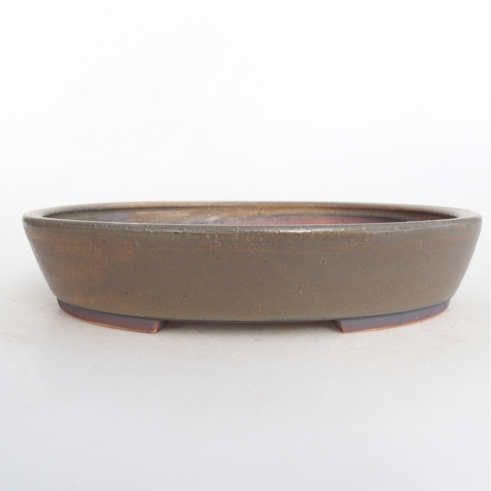 Ceramic bonsai bowl 22,5 x 20 x 4,5 cm, brown