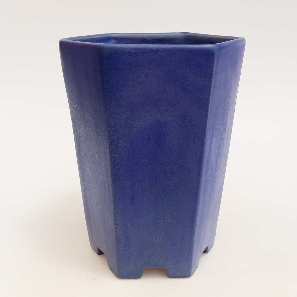Ceramic bonsai pot, 13 x 12 x 17 cm, blue