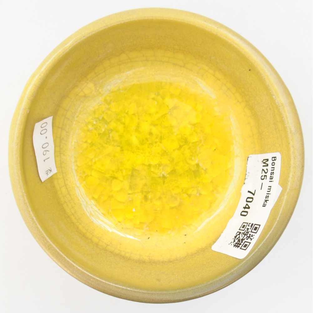 Ceramic bonsai bowl 9,5 x 9,5 x 5 cm, yellow