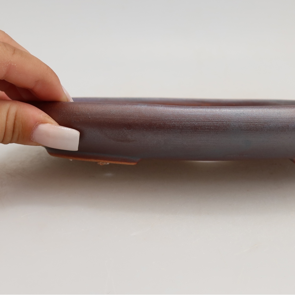 Ceramic bonsai bowl 22,5 x 16,5 x 3 cm, metal colour