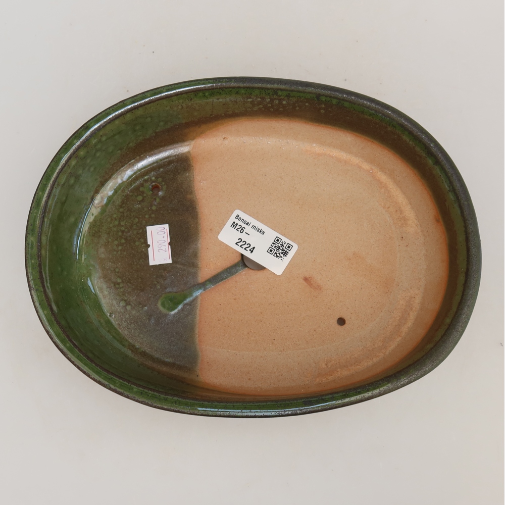 Ceramic bonsai bowl 22 x 17 x 5 cm, green