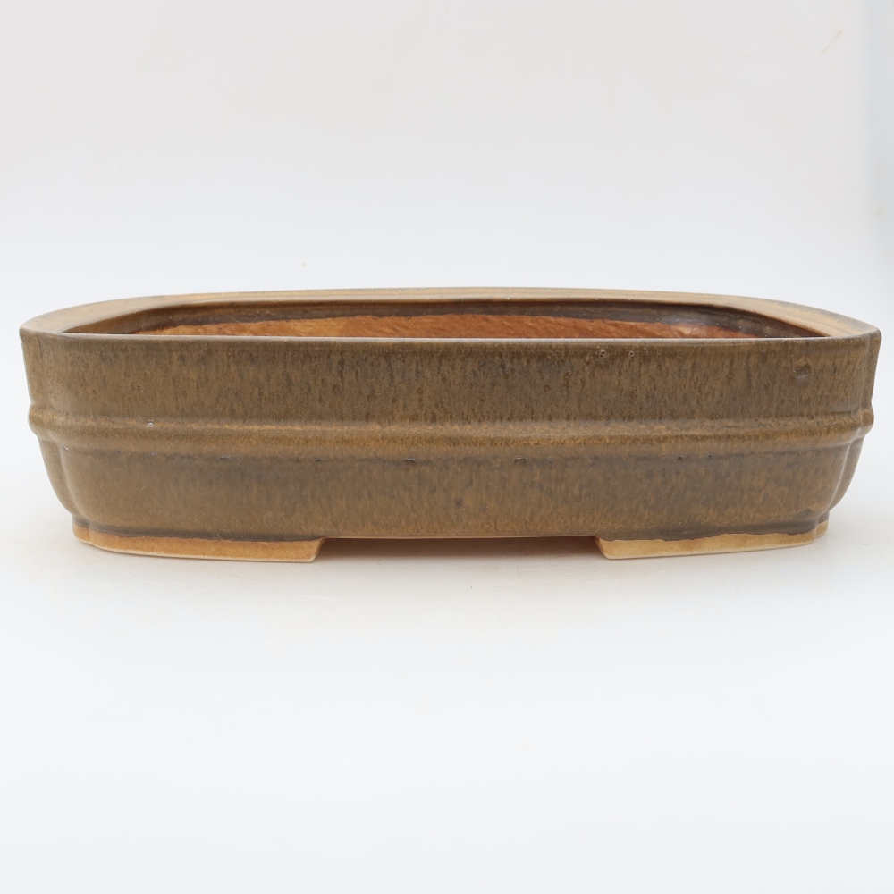 Ceramic bonsai pot, 29.5 x 24.5 x 7 cm, brown