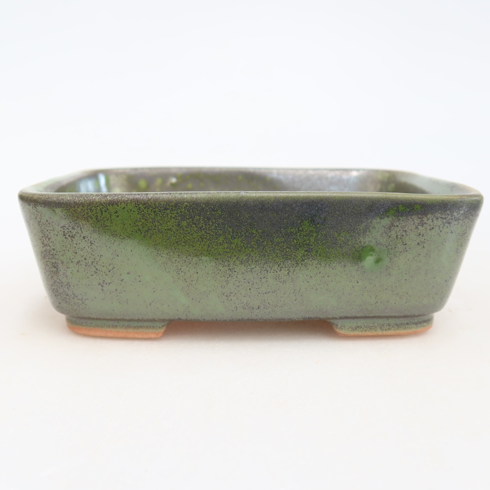 Ceramic bonsai pot, 12.5 x 9.5 x 4 cm, green