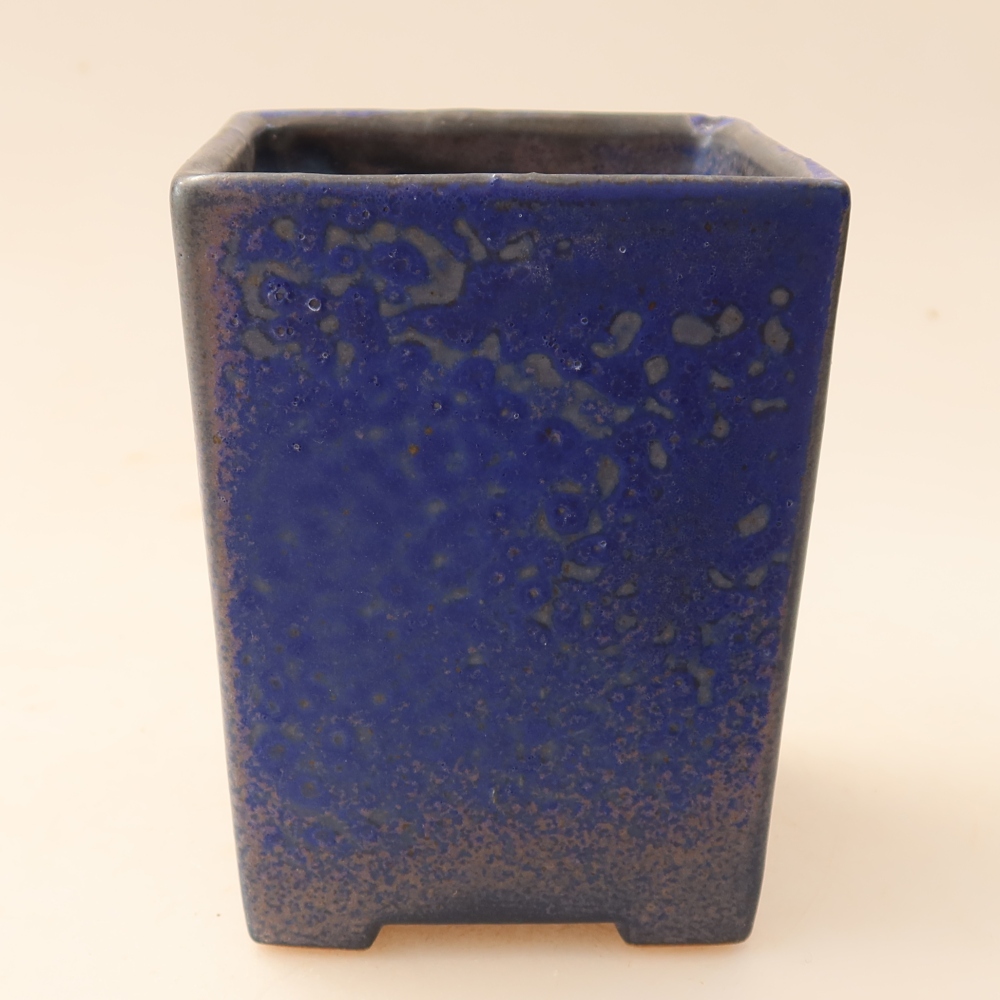 Ceramic bonsai pot, 7.5 x 7.5 x 10 cm, blue