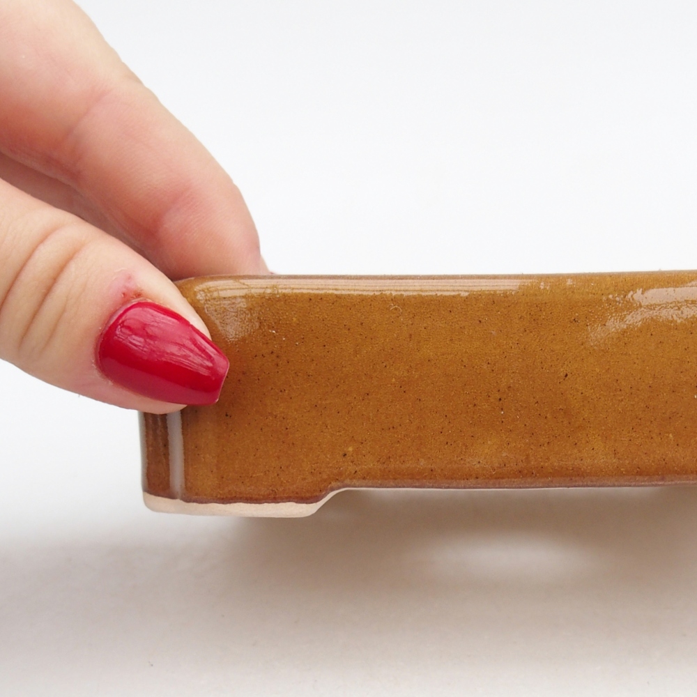 Ceramic bonsai bowl 11 x 9 x 3 cm, brown