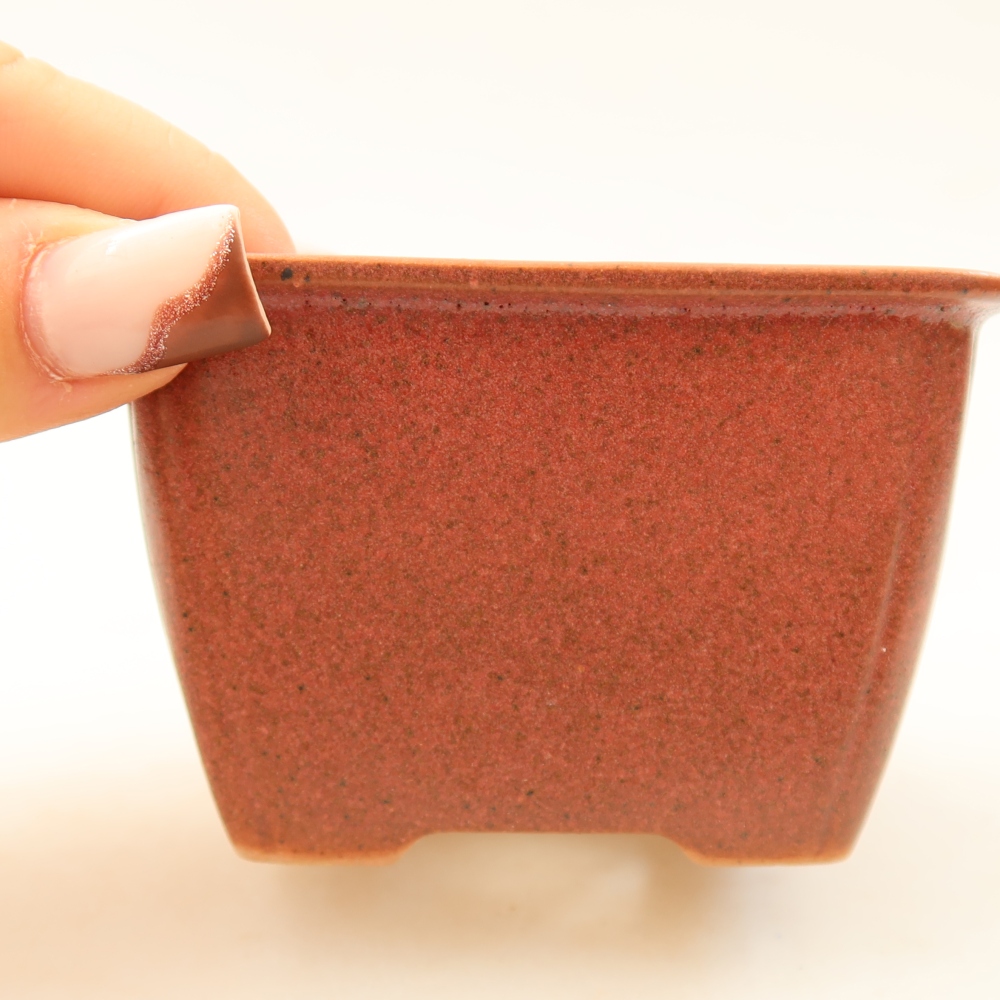 Ceramic bonsai pot, 8.5 x 8.5 x 5.5 cm, pink