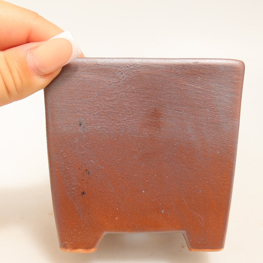 Ceramic bonsai pot, 9 x 9 x 8.5 cm, metallic color