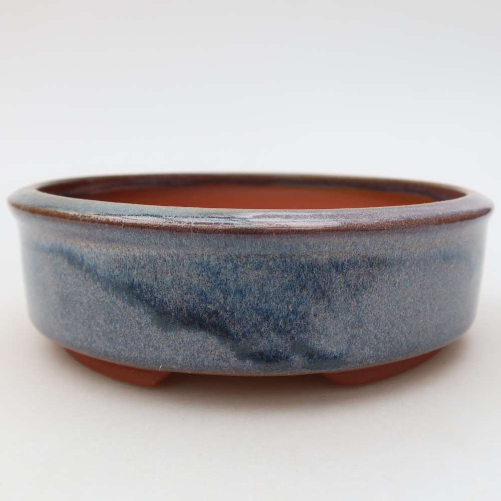 Ceramic bonsai pot, 14.5 x 14.5 x 5 cm, blue