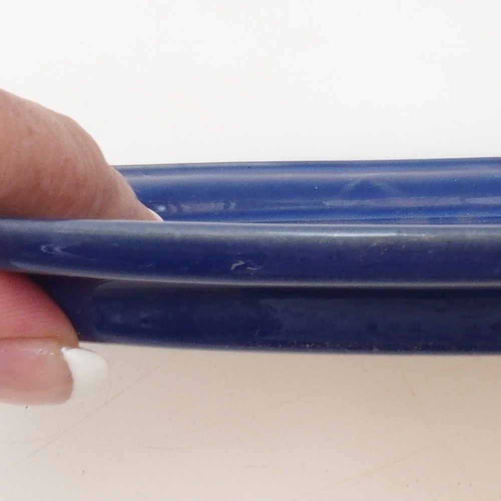 Bonsai bowl oval S - 20 x 16.5 x 1.5 cm - blue
