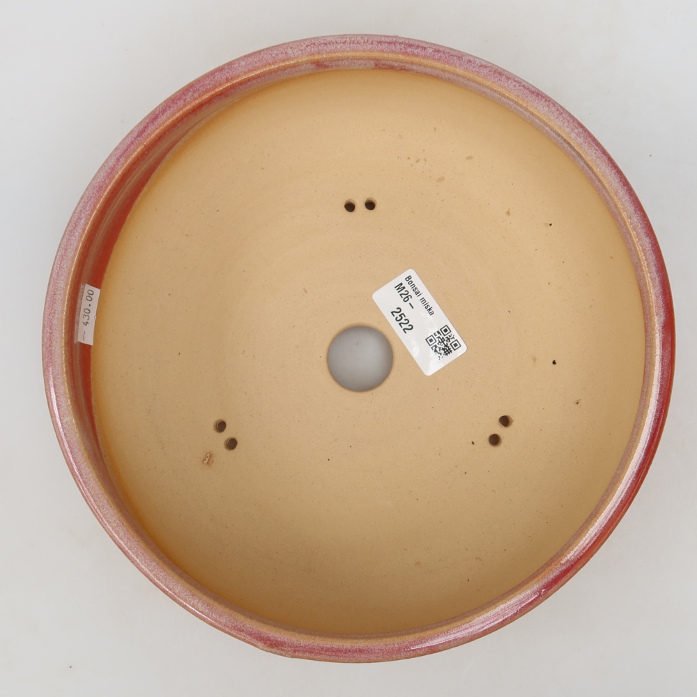 Ceramic bonsai pot, 21.5 x 21.5 x 6 cm, pink