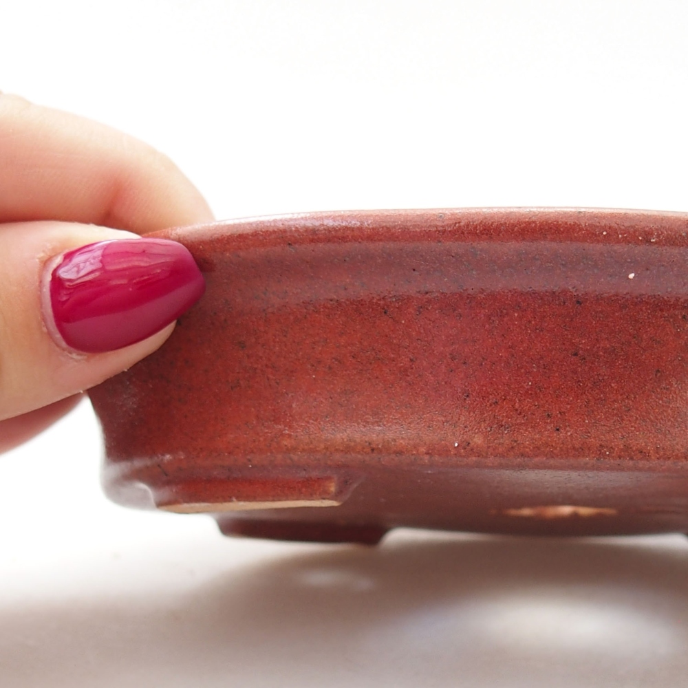 Ceramic bonsai bowl  13 x 11 x 3 cm, color burgundy