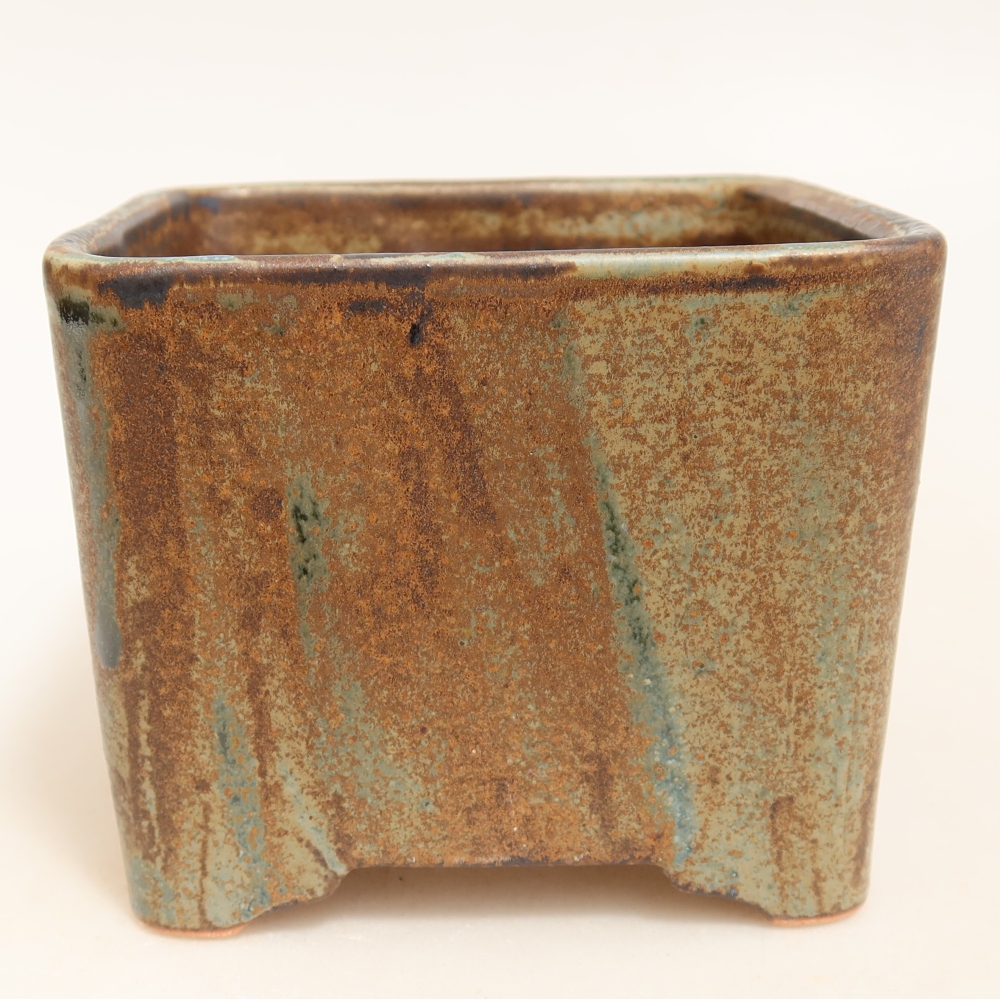 Ceramic bonsai pot, 10 x 10 x 8.5 cm, brown