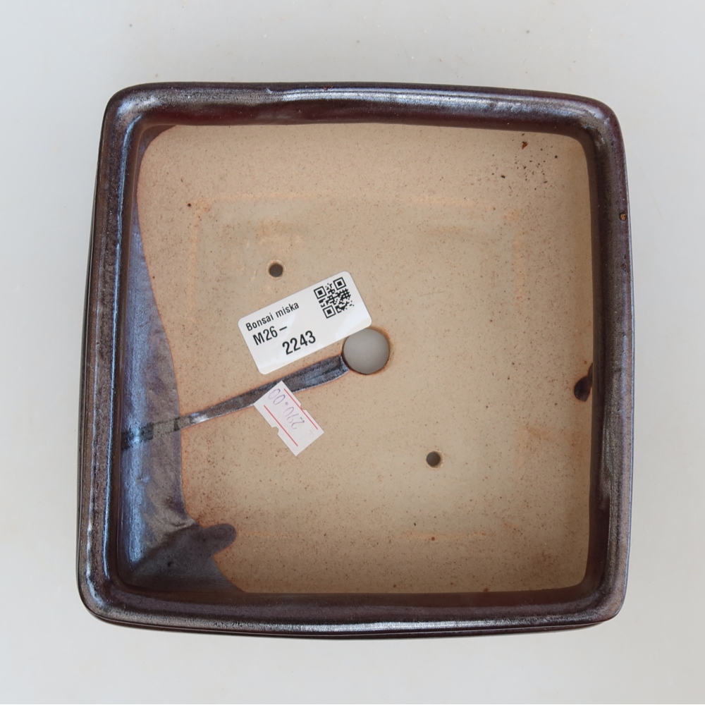 Ceramic bonsai bowl 15,5 x 15,5 x 6 cm, brown