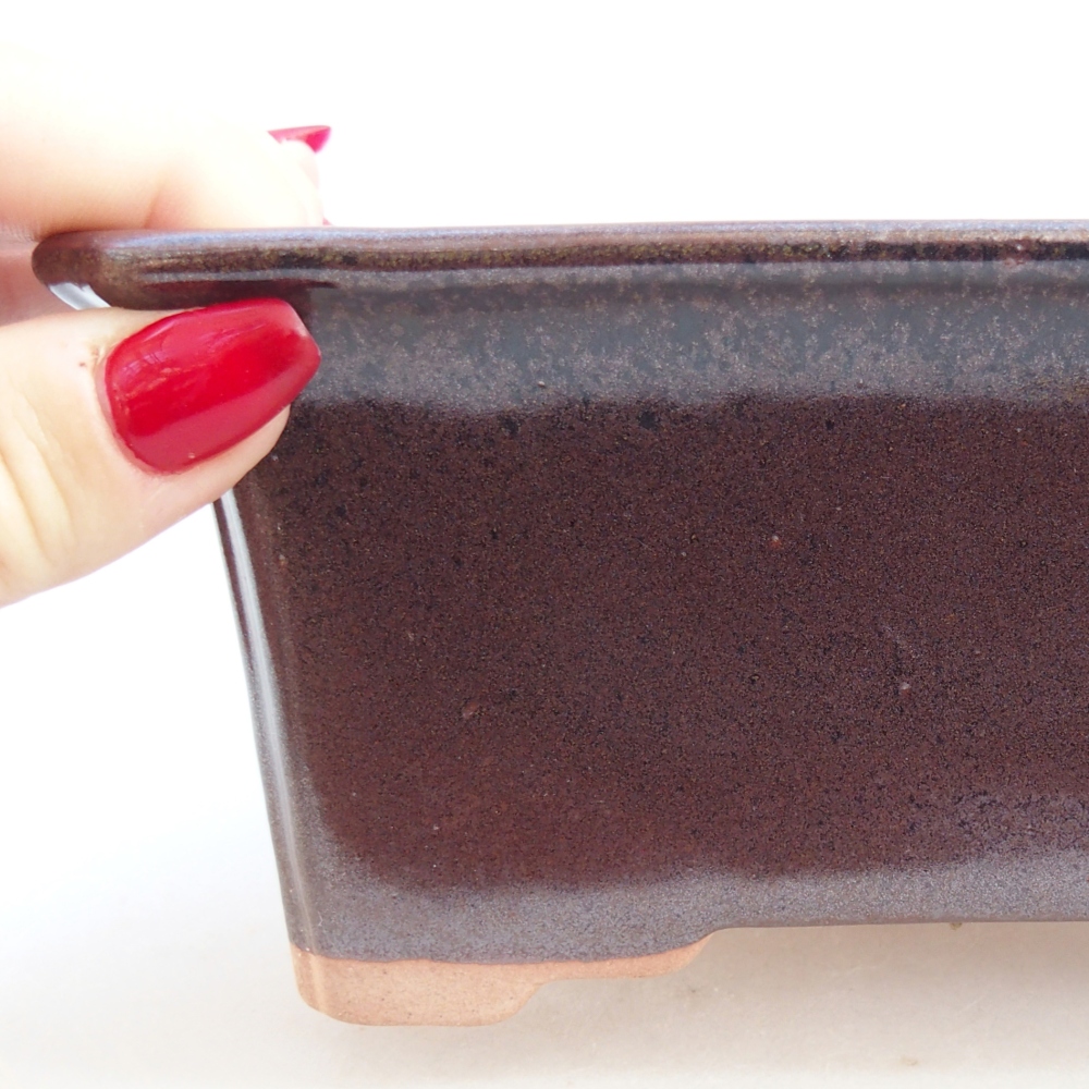 Ceramic bonsai bowl 18 x 14 x 7 cm, metal colour