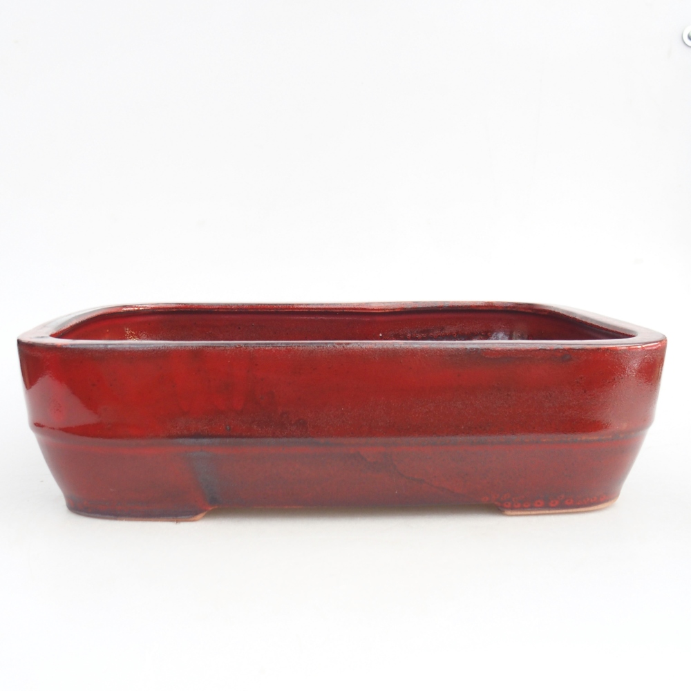 Ceramic bonsai bowl 28,5 x 21 x 7,5 cm, colour red