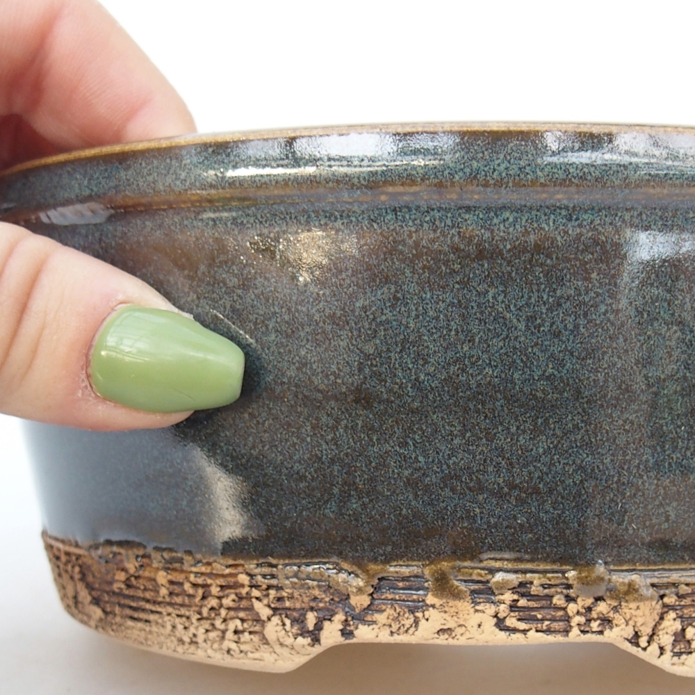 Ceramic bonsai bowl 16 x 16 x 6 cm, blue-grey