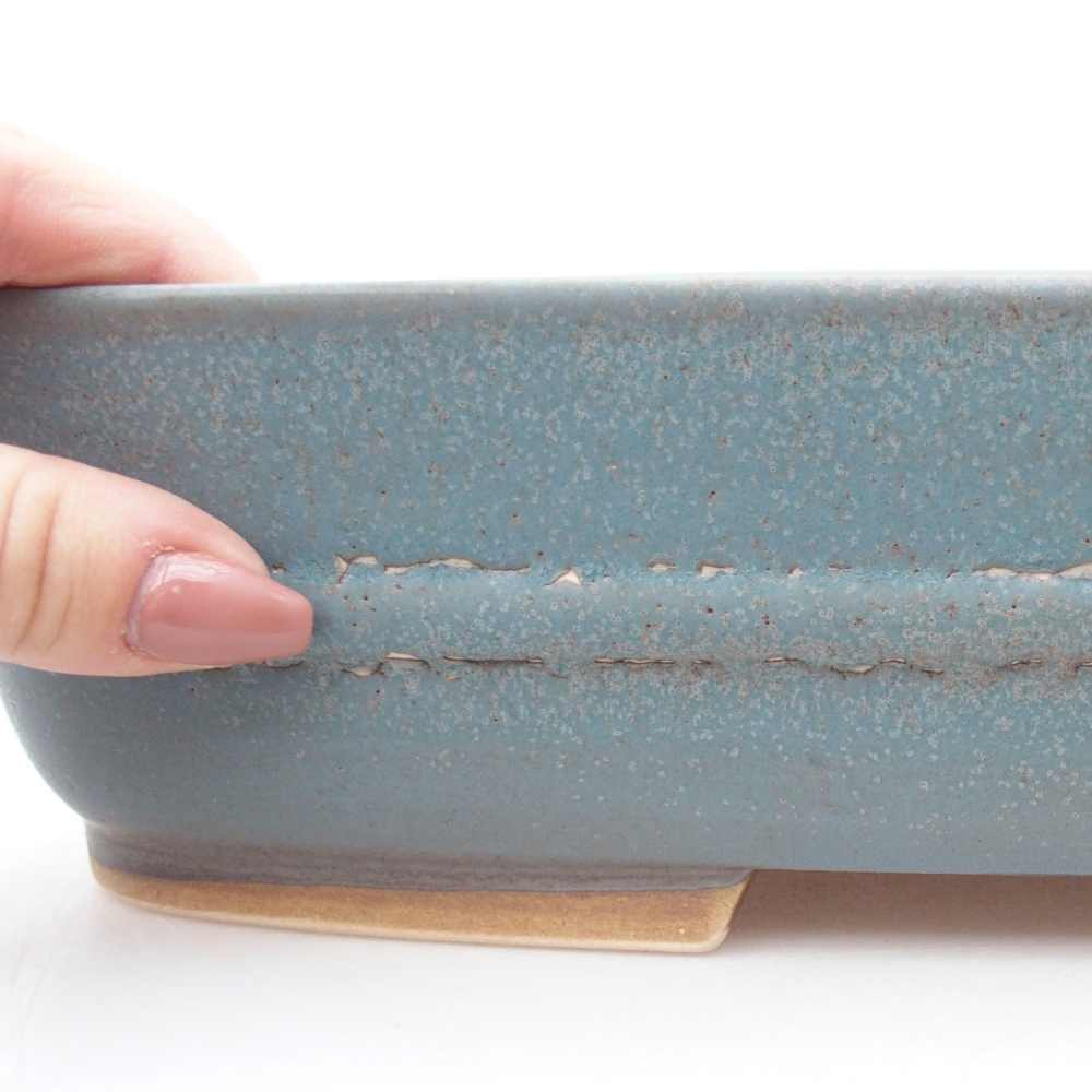 Ceramic bonsai bowl 29,5 x 24,5 x 7,5 cm, colour blue