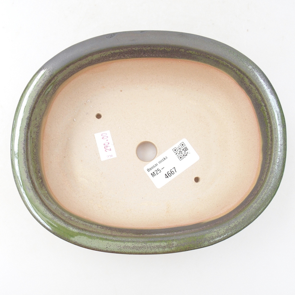 Ceramic bonsai bowl 18 x 14,5 x 6 cm, color green