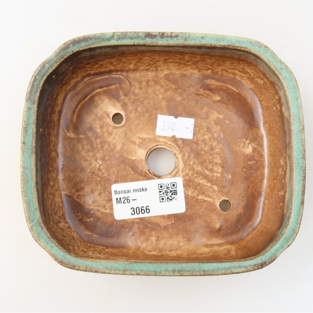 Ceramic bonsai pot, 13.5 x 12 x 4 cm, green