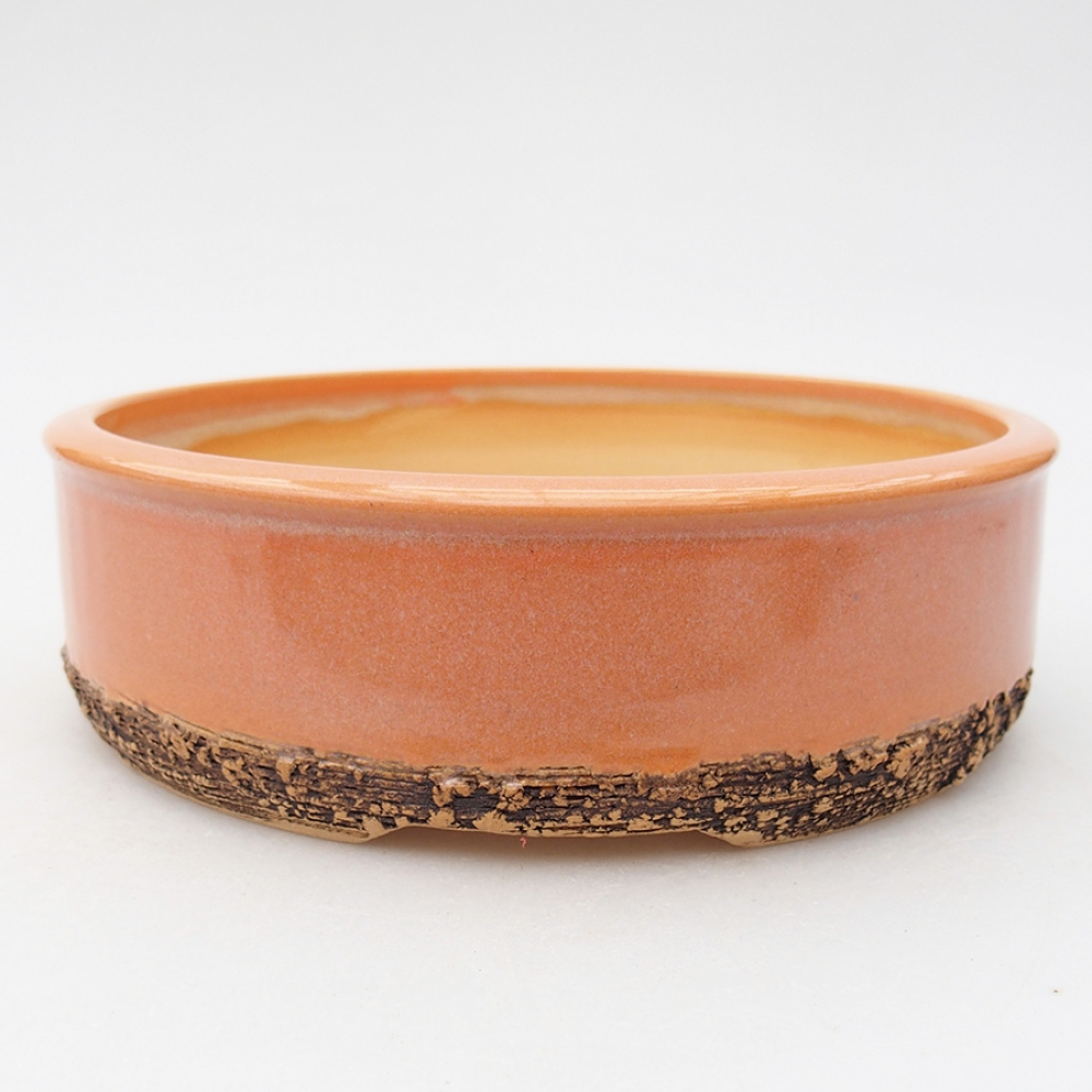 Ceramic bonsai bowl 17,5 x 17,5 x 5 cm, color orange