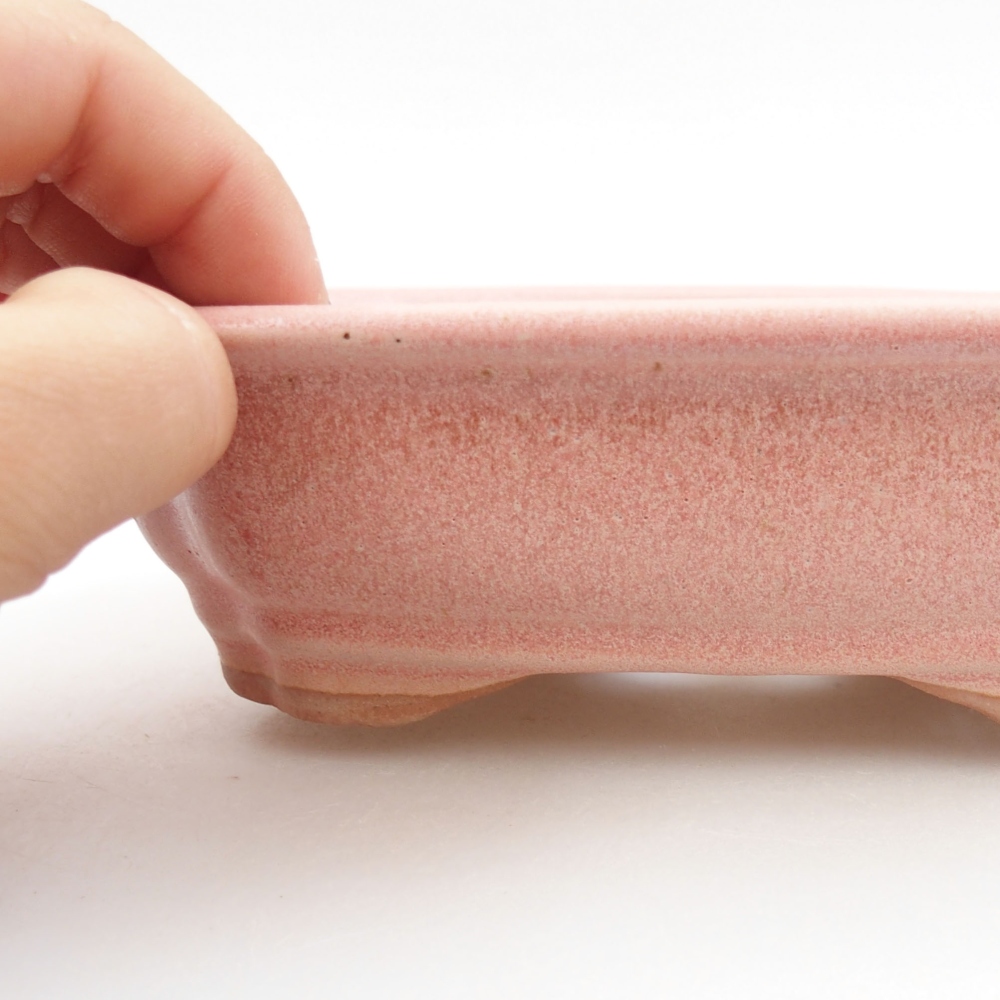 Ceramic bonsai bowl 16 x 12,5 x 4,5 cm, color pink