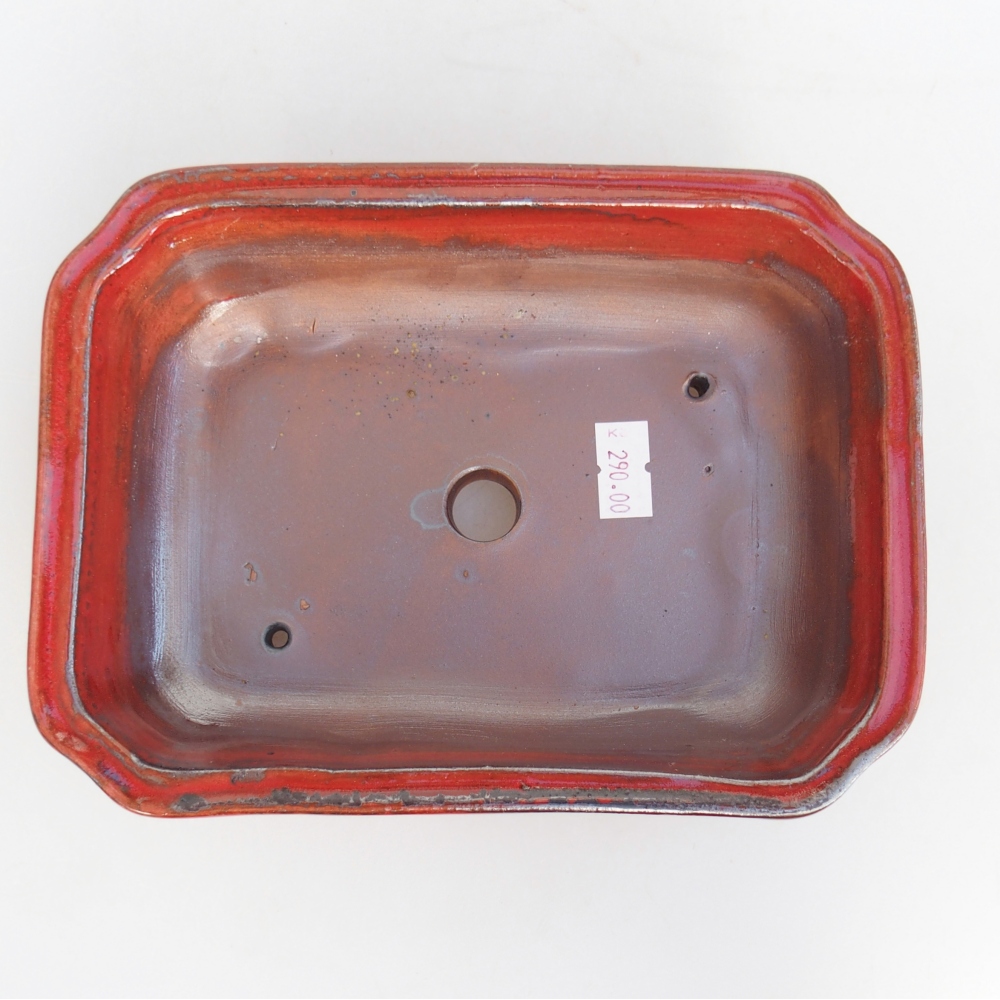 Ceramic bonsai bowl 18 x 13,5 x 5 cm, colour red