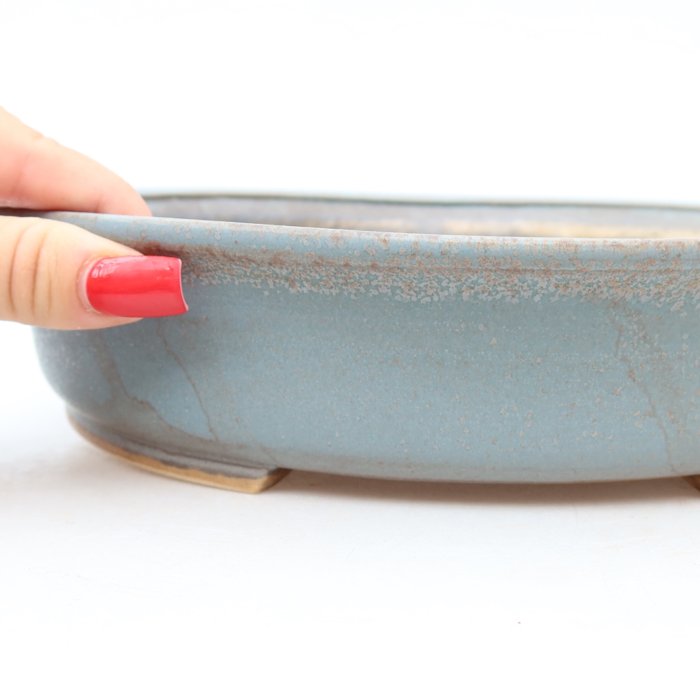 Ceramic bonsai pot, 27 x 24 x 5.5 cm, blue