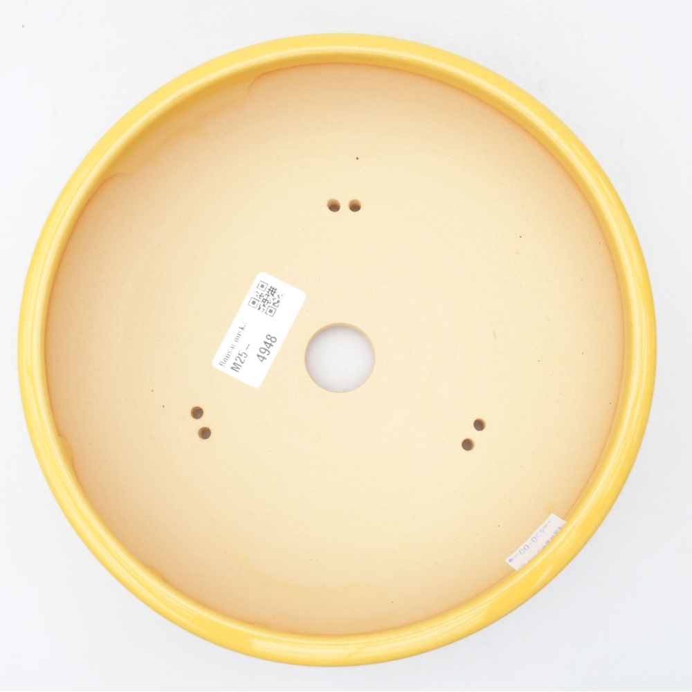 Ceramic bonsai bowl 20,5 x 20,5 x 6 cm, color yellow