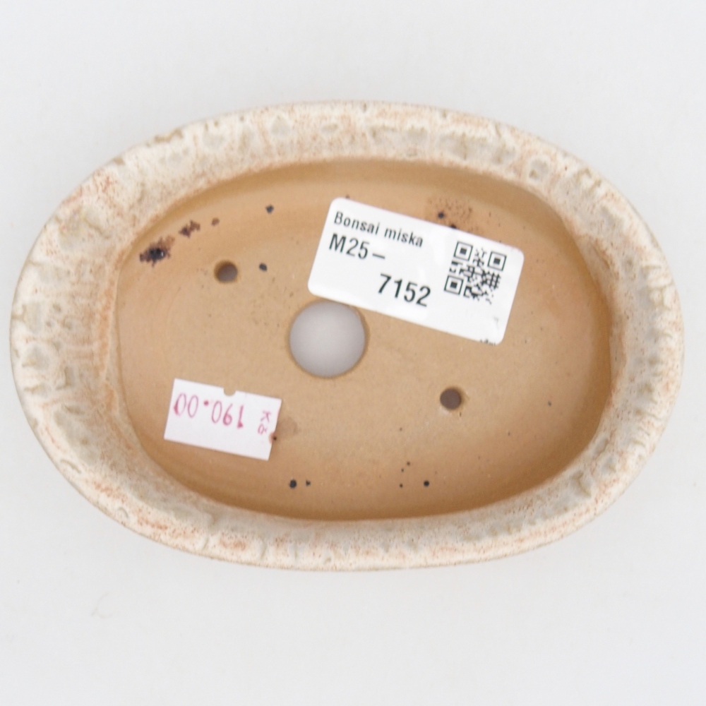 Ceramic bonsai bowl 12 x 8,5 x 3 cm, colour beige