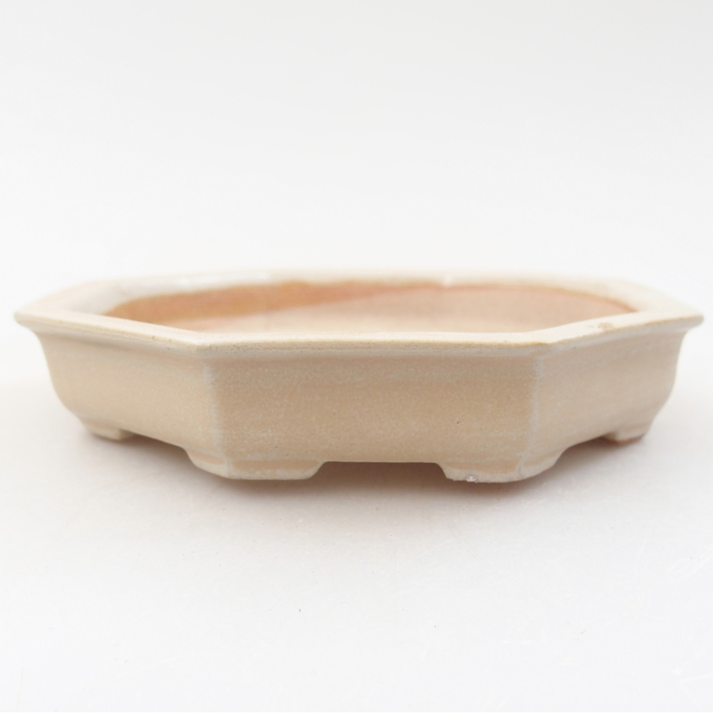 Ceramic bonsai bowl 11,5 x 11,5 x 2 cm, colour beige