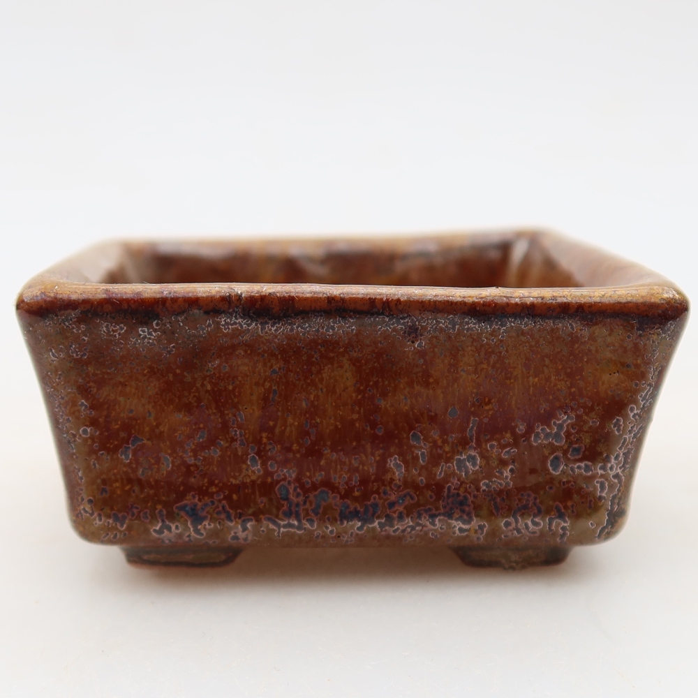 Ceramic bonsai pot, 7 x 7 x 3.5 cm, brown