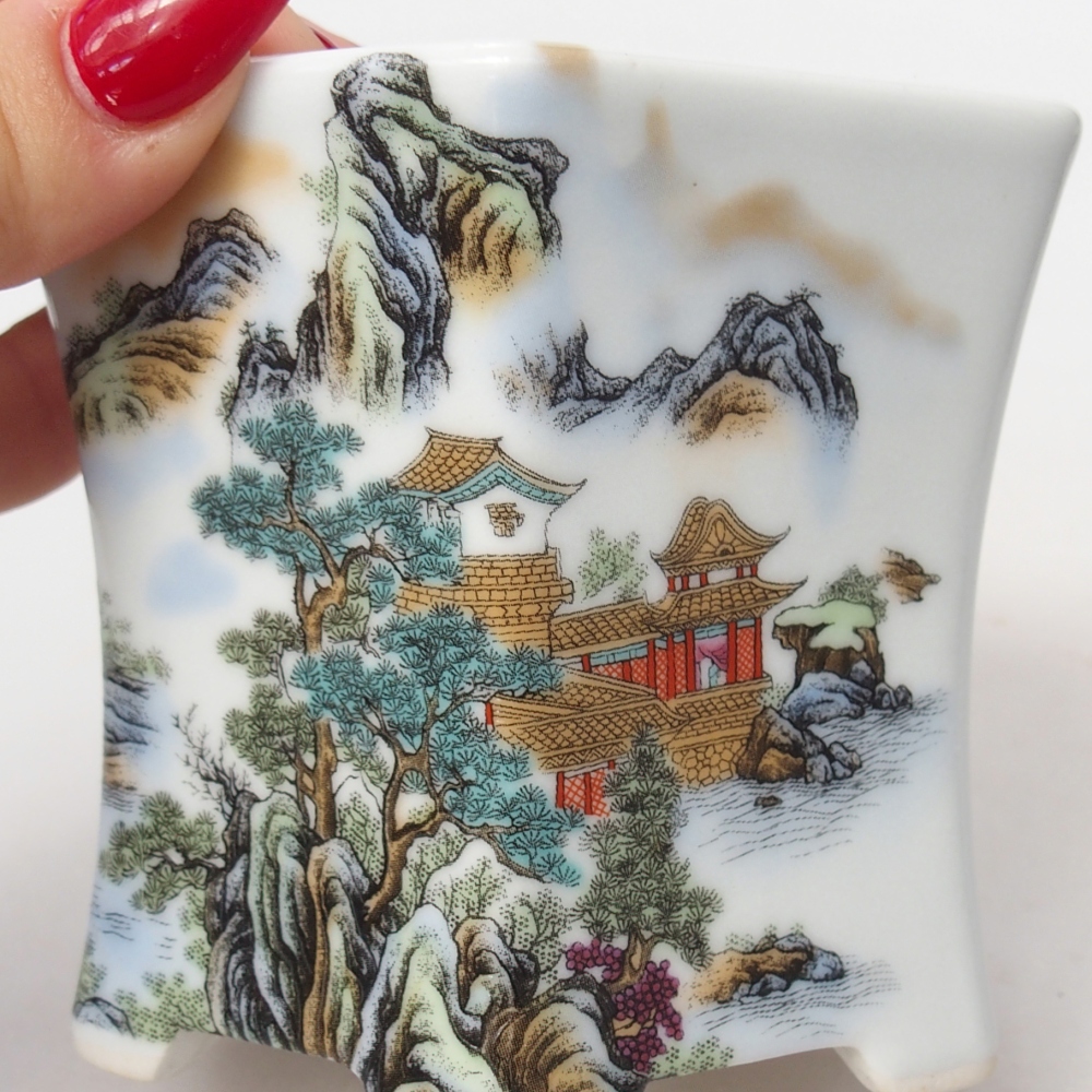 Ceramic bonsai bowl 10,5 x 9,5 x 9 cm, colour white