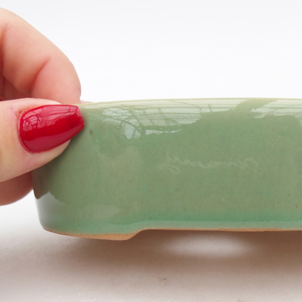 Ceramic bonsai bowl 12,5 x 10 x 3,5 cm, green