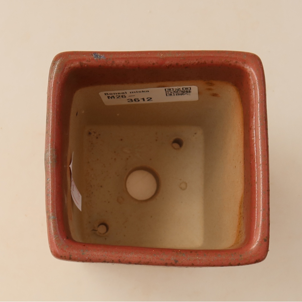 Ceramic bonsai pot, 7.5 x 7.5 x 10 cm, pink