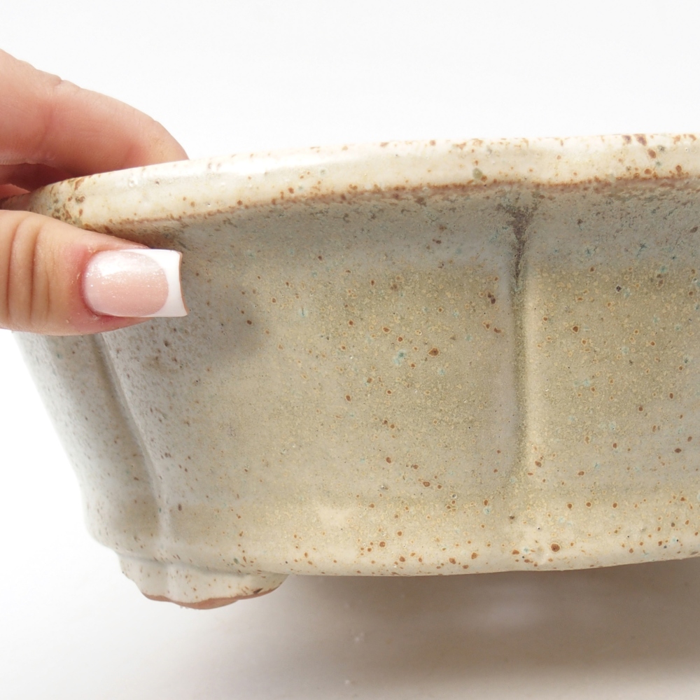 Ceramic bonsai bowl 26 x 26 x 8,5 cm, colour beige