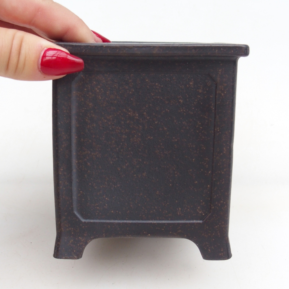 Ceramic bonsai bowl 9,5 x 9,5 x 10 cm, brownish ochre