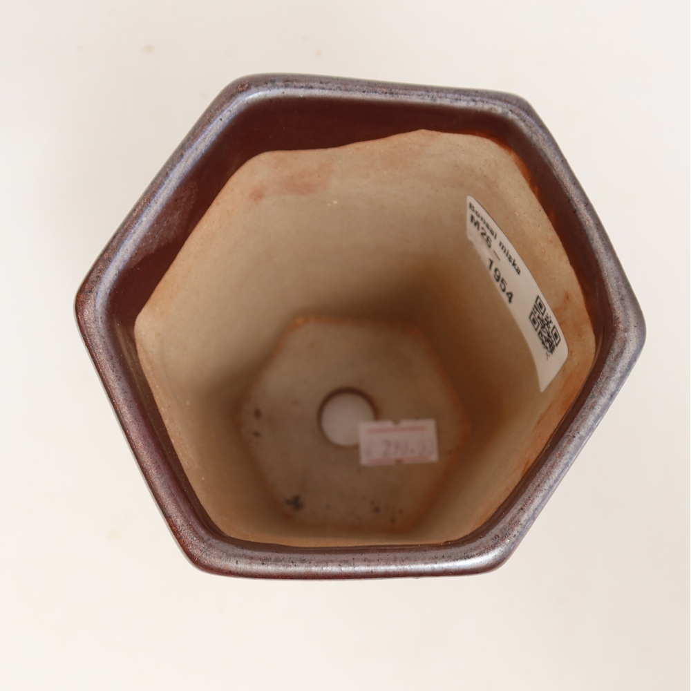 Ceramic bonsai pot, 9.5 x 8.5 x 14 cm, metallic color