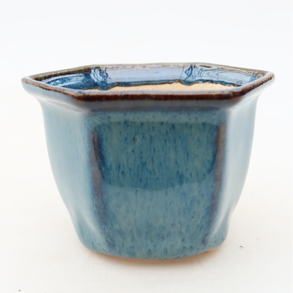 Ceramic bonsai pot, 7 x 6.5 x 5 cm, blue