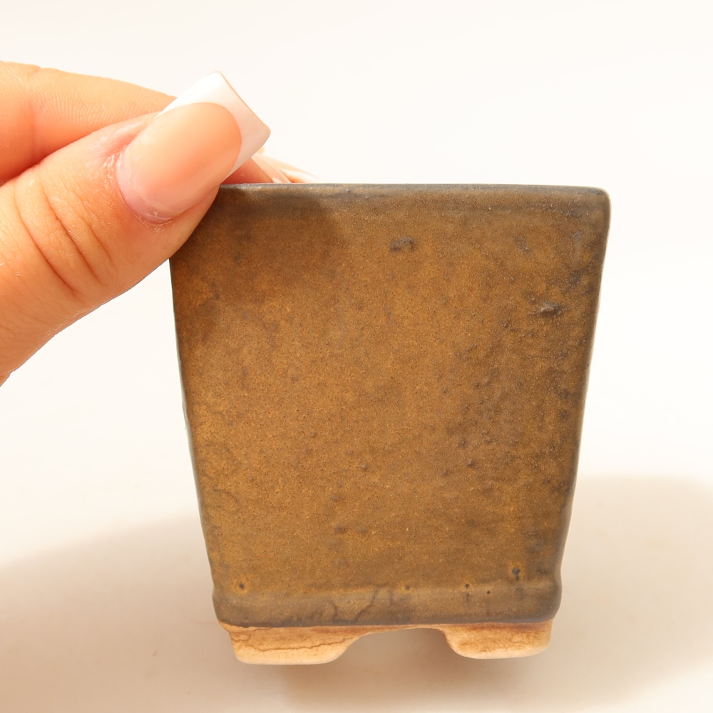 Ceramic bonsai bowl 6,5 x 6,5 x 7 cm, brown