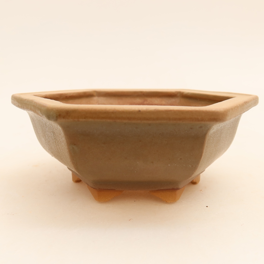 Ceramic bonsai pot, 12 x 10.5 x 4 cm, gray