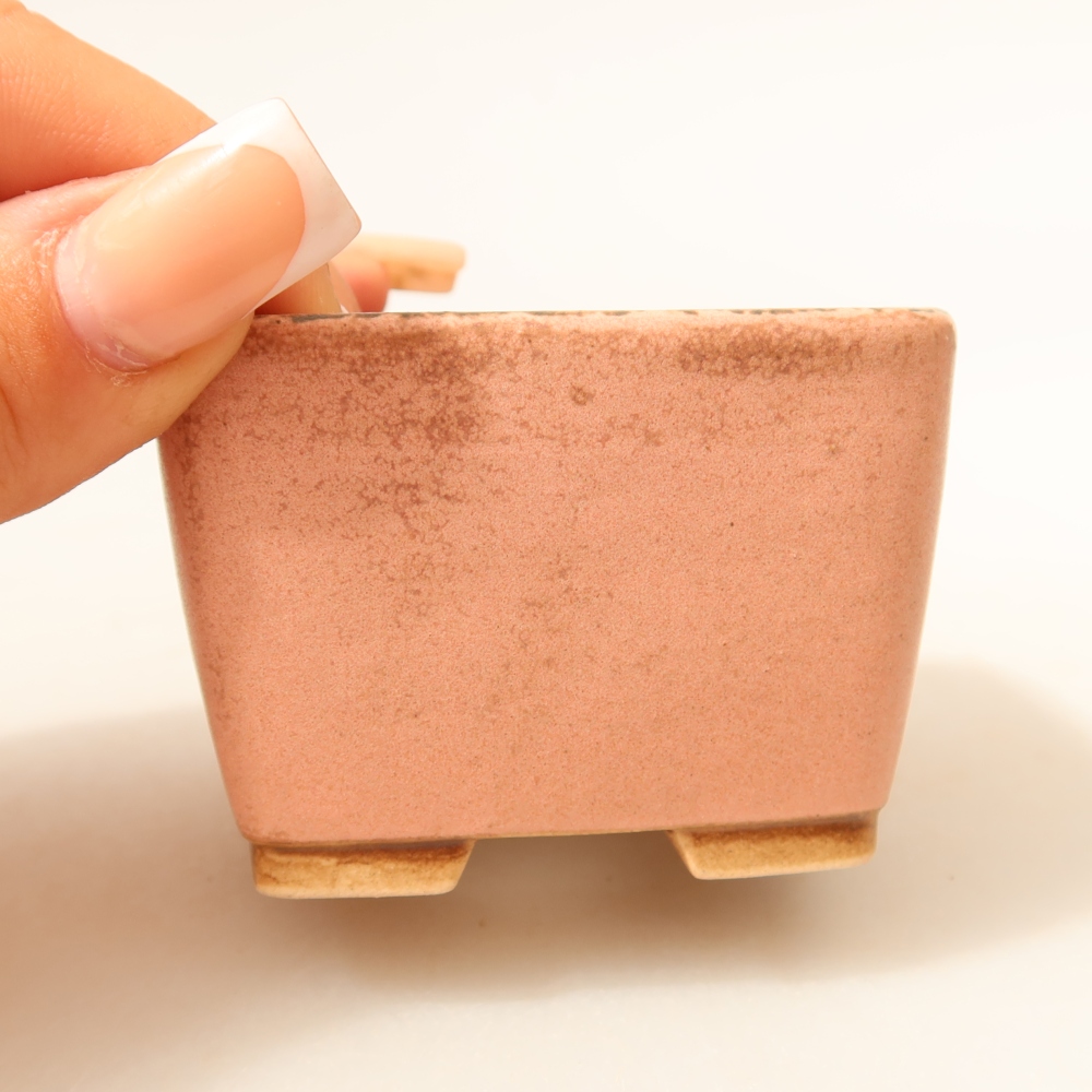 Ceramic bonsai pot, 6.5 x 6.5 x 4.5 cm, pink