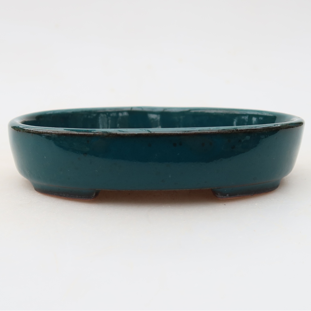 Ceramic bonsai pot, 12 x 9.5 x 2.5 cm, green