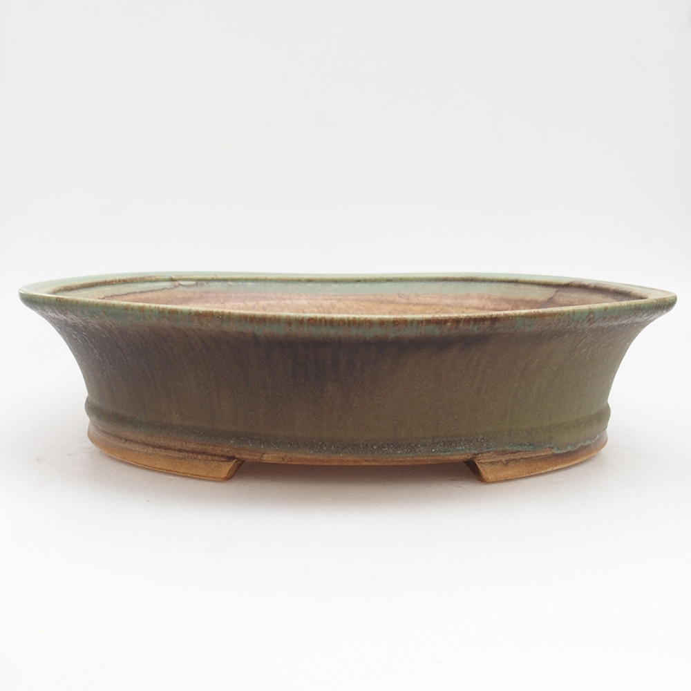 Ceramic bonsai bowl 32 x 29 x 7 cm, color green