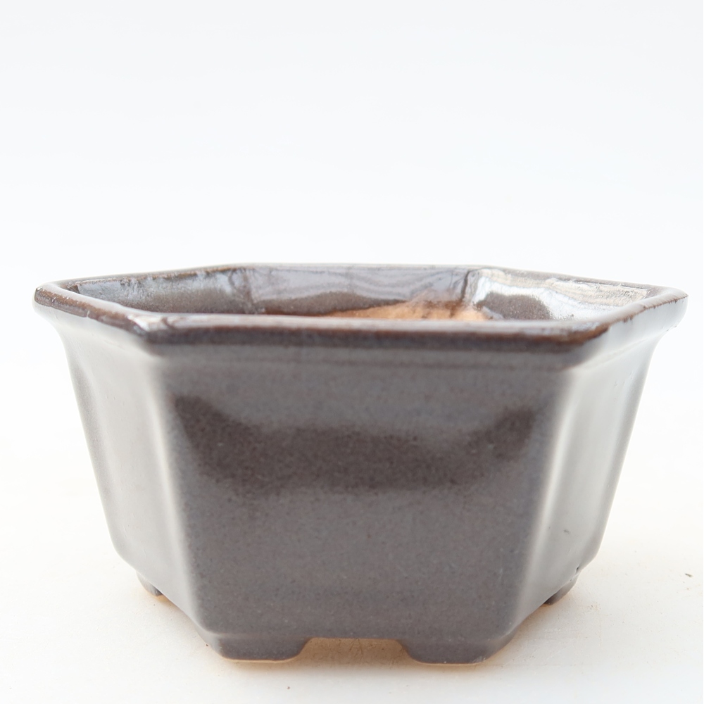 Ceramic bonsai pot, 8 x 7 x 4 cm, gray