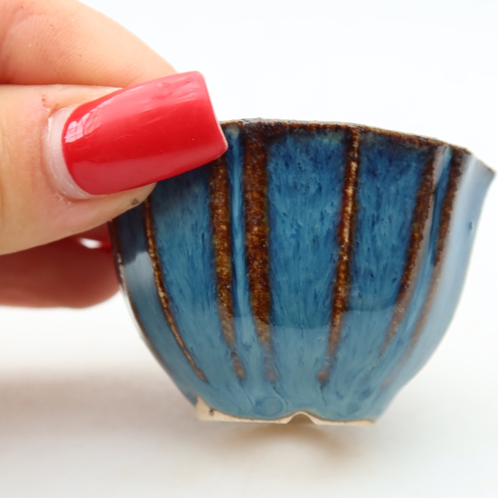 Ceramic bonsai pot, 5.5 x 5.5 x 3.5 cm, blue
