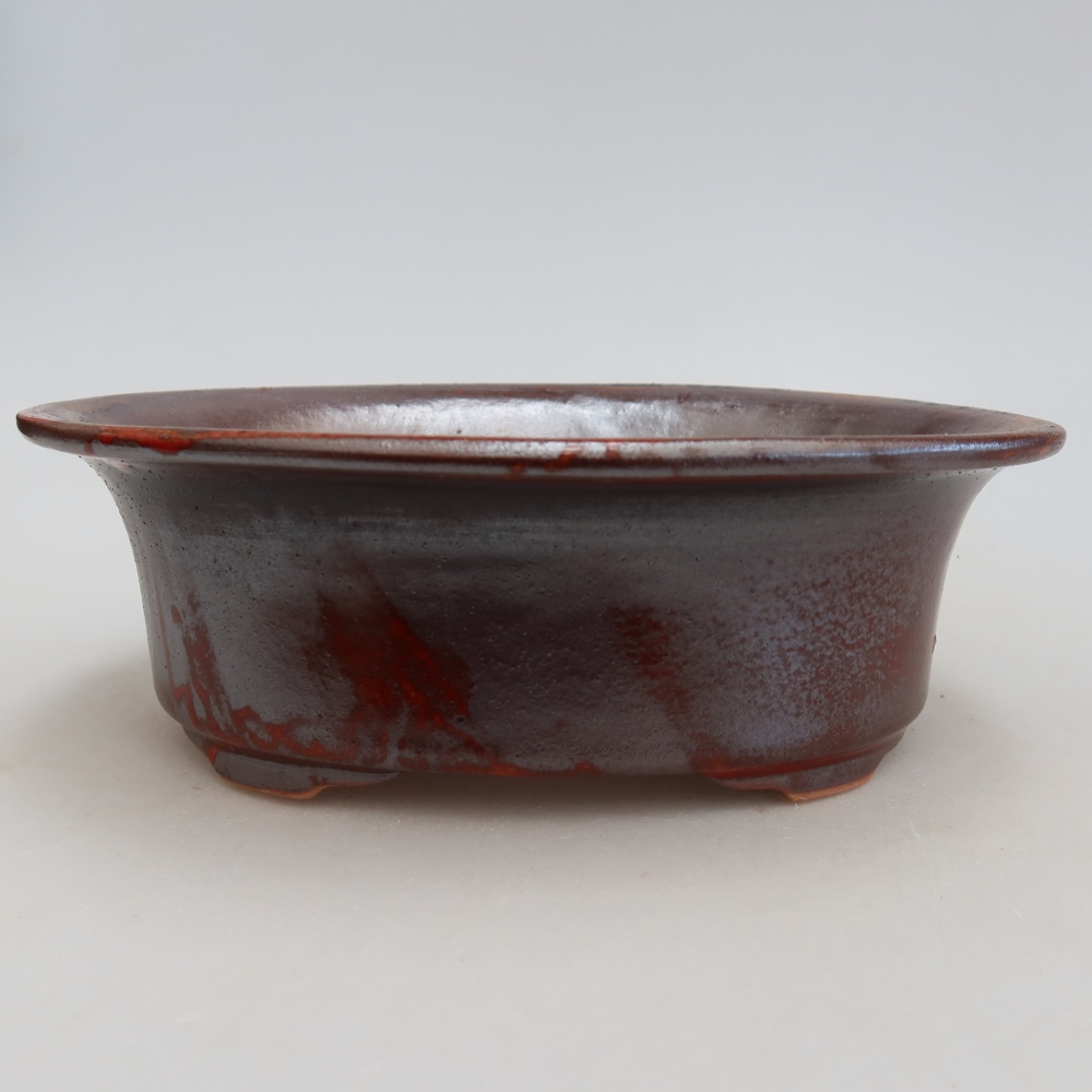 Ceramic bonsai pot, 19.5 x 15.5 x 6.5 cm, metallic color