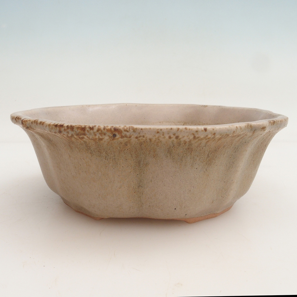 Bonsai bowl + saucer H06 - 14.5 x 14.5 x 5 cm. - beige
