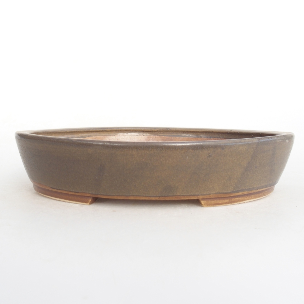 Ceramic bonsai bowl 22,5 x 20 x 4,5 cm, brown