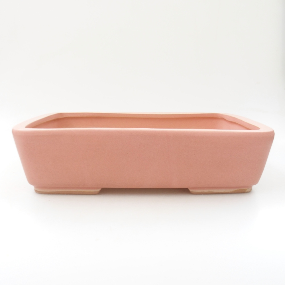 Ceramic bonsai bowl 26,5 x 20,5 x 6,5 cm, color pink