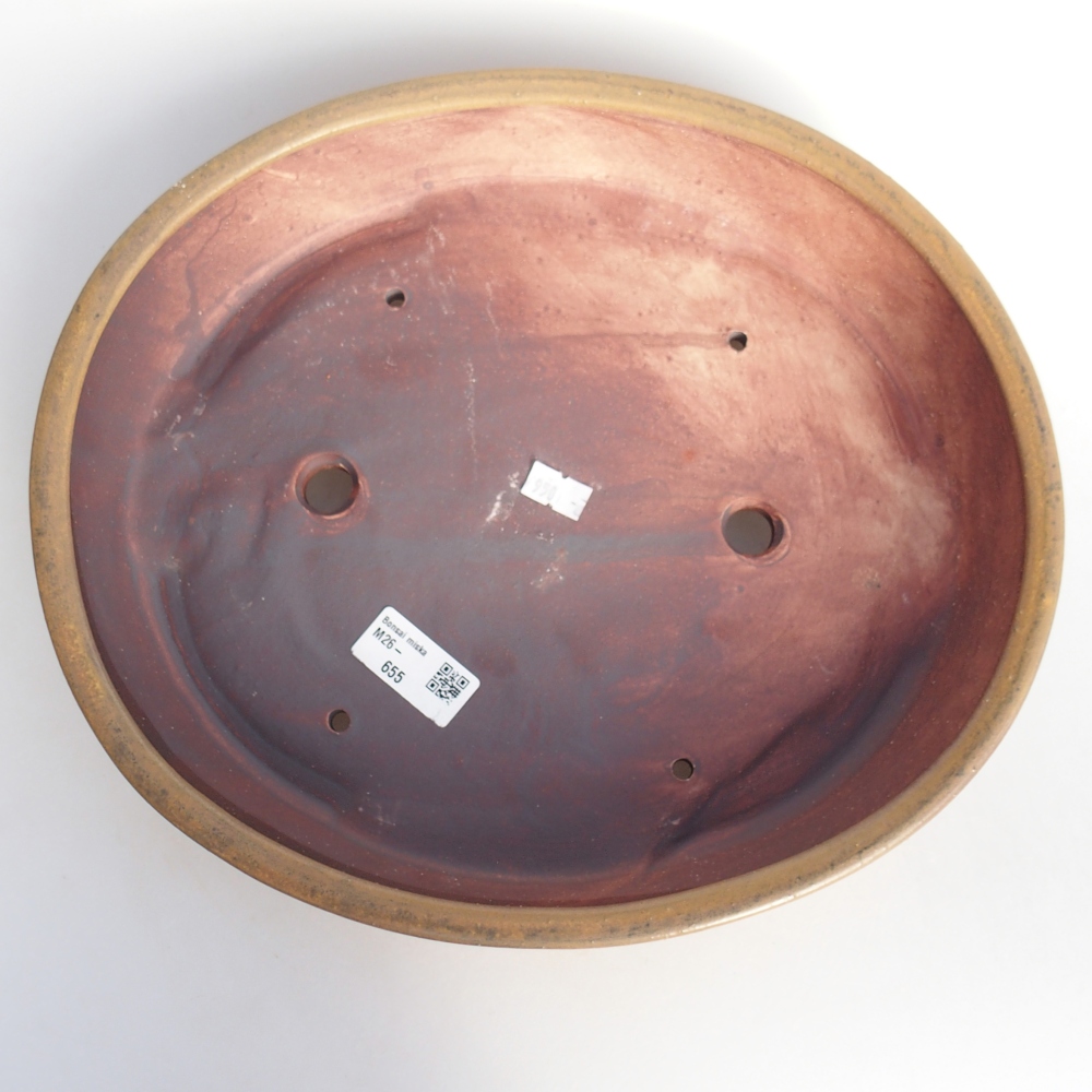 Ceramic bonsai bowl 31,5 x 28,5 x 6,5 cm, brown